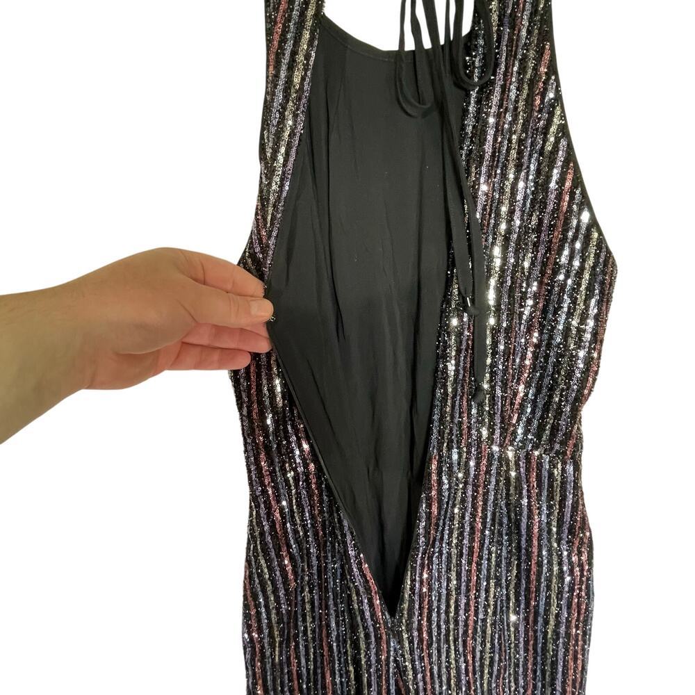 ANTHROPOLOGIE MAEVE Women’s Black Multi Color Sequin Halter Jumpsuit 2 - Picture 8 of 8
